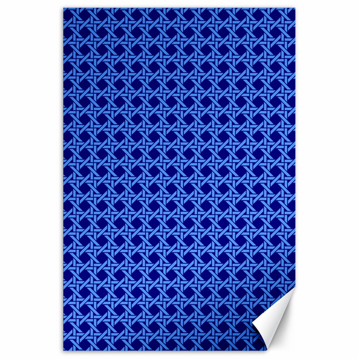 Basket Weave Basket Pattern Blue Canvas 20  x 30 