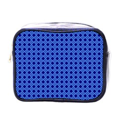 Basket Weave Basket Pattern Blue Mini Toiletries Bag (one Side)