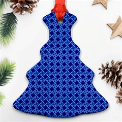 Basket Weave Basket Pattern Blue Christmas Tree Ornament (two Sides)