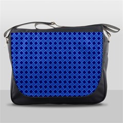 Basket Weave Basket Pattern Blue Messenger Bag by Dutashop