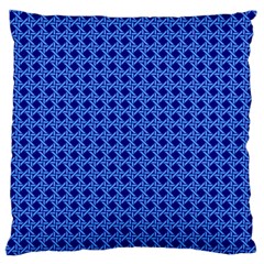 Basket Weave Basket Pattern Blue Large Flano Cushion Case (two Sides) by Dutashop