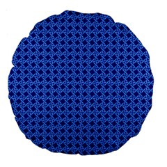 Basket Weave Basket Pattern Blue Large 18  Premium Flano Round Cushions by Dutashop