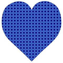 Basket Weave Basket Pattern Blue Wooden Puzzle Heart