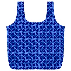 Basket Weave Basket Pattern Blue Full Print Recycle Bag (xxxl) by Dutashop