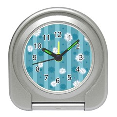 Gardenia Flowers White Blue Travel Alarm Clock