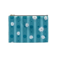 Gardenia Flowers White Blue Cosmetic Bag (medium) by Dutashop