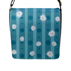 Gardenia Flowers White Blue Flap Closure Messenger Bag (l) by Dutashop