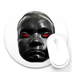 Creepy Black Man Mask Print Round Mousepads