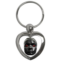 Creepy Black Man Mask Print Key Chain (heart) by dflcprintsclothing