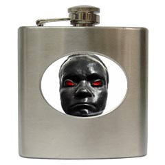 Creepy Black Man Mask Print Hip Flask (6 Oz) by dflcprintsclothing