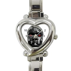 Creepy Black Man Mask Print Heart Italian Charm Watch by dflcprintsclothing