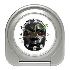 Creepy Black Man Mask Print Travel Alarm Clock