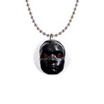 Creepy Black Man Mask Print 1  Button Necklace Front