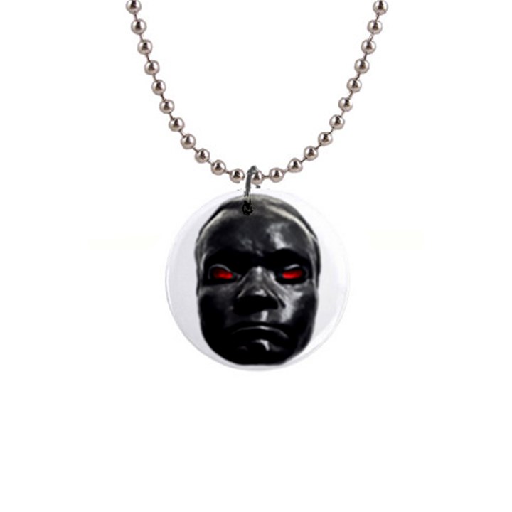 Creepy Black Man Mask Print 1  Button Necklace