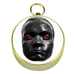 Creepy Black Man Mask Print Gold Compasses by dflcprintsclothing