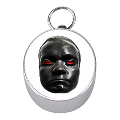 Creepy Black Man Mask Print Mini Silver Compasses by dflcprintsclothing