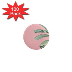 Banana Leaf On Pink 1  Mini Magnets (100 Pack)  by goljakoff