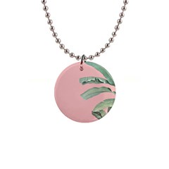 Banana Leaf On Pink 1  Button Necklace by goljakoff