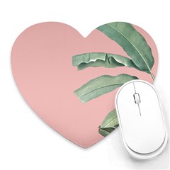 Banana Leaf On Pink Heart Mousepads by goljakoff