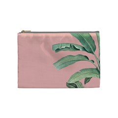 Banana Leaf On Pink Cosmetic Bag (medium) by goljakoff