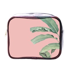 Banana Leaf On Pink Mini Toiletries Bag (one Side) by goljakoff