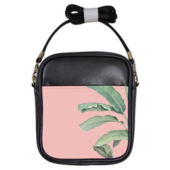 Banana Leaf On Pink Girls Sling Bag by goljakoff