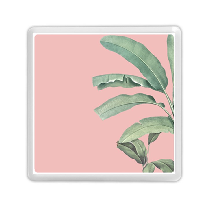 Banana leaf on pink Memory Card Reader (Square)