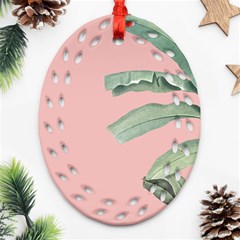 Banana Leaf On Pink Ornament (oval Filigree) by goljakoff