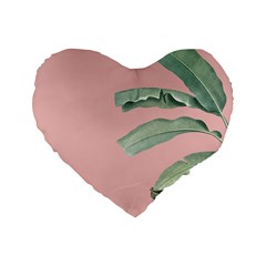 Banana Leaf On Pink Standard 16  Premium Heart Shape Cushions by goljakoff