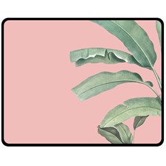 Banana Leaf On Pink Double Sided Fleece Blanket (medium)  by goljakoff