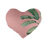 Banana leaf on pink Standard 16  Premium Flano Heart Shape Cushions Back