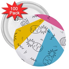 Pineapples Pop Art 3  Buttons (100 Pack)  by goljakoff