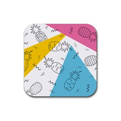 Pineapples Pop Art Rubber Coaster (square)  by goljakoff