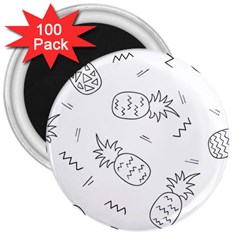 Pineapples Doodles 3  Magnets (100 Pack) by goljakoff