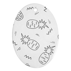 Pineapples Doodles Oval Ornament (two Sides)