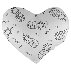 Pineapples Doodles Large 19  Premium Heart Shape Cushions by goljakoff