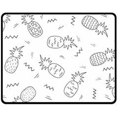 Pineapples Doodles Double Sided Fleece Blanket (medium)  by goljakoff