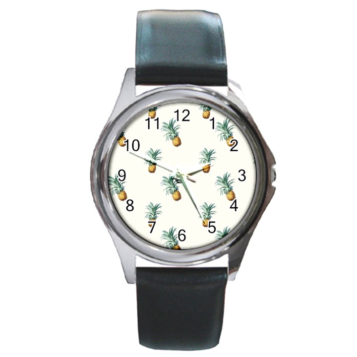 Pineapples Round Metal Watch