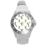 Pineapples Round Plastic Sport Watch (L) Front