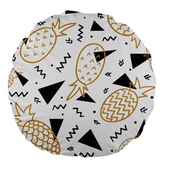 Golden Pineapples Large 18  Premium Flano Round Cushions by goljakoff