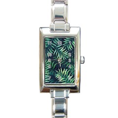 Green Leaves Rectangle Italian Charm Watch by goljakoff