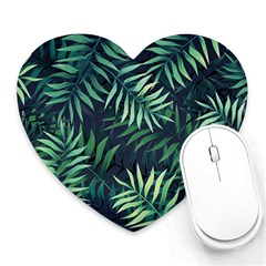 Green Leaves Heart Mousepads by goljakoff