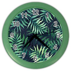 Green Leaves Color Wall Clock by goljakoff