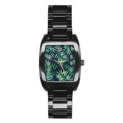 Green Leaves Stainless Steel Barrel Watch by goljakoff