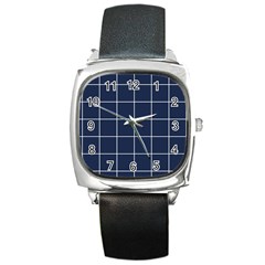 Blue Buffalo Plaid Square Metal Watch by goljakoff