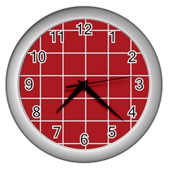 Red Buffalo Plaid Wall Clock (silver) by goljakoff