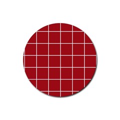 Red Buffalo Plaid Rubber Coaster (round)  by goljakoff