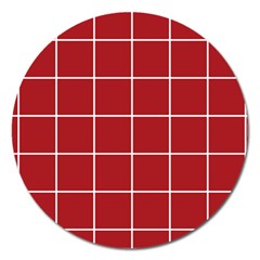 Red Buffalo Plaid Magnet 5  (round) by goljakoff