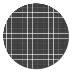 Gray Plaid Magnet 5  (round) by goljakoff