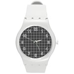 Gray plaid Round Plastic Sport Watch (M) Front